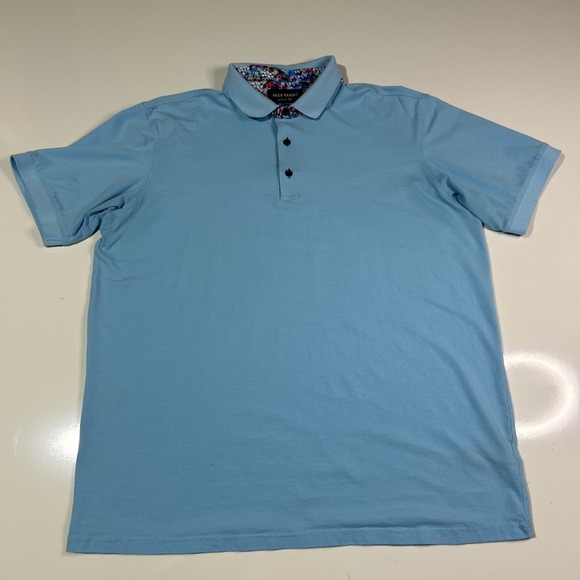 Alex Vando Other - Alex Vando Golf Polo Shirt Men Medium Blue Short Sleeve Floral Athleisure Casual